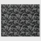 Papier Cadeau Chic Giftwrap, Lys of the Valley sur Black (Plat)