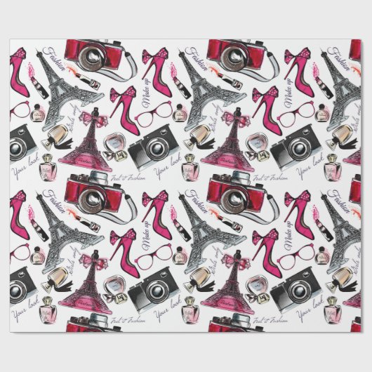 Papier Cadeau Chic Girly Paris (Plat)