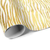 Papier Cadeau Chic Glam Gold White Zebra (Coin rond)