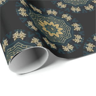 Papier Cadeau Chic Gold & Green Asian Style Motif