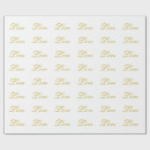 Papier Cadeau Chic Gold Script White Love Mariage Calligraphie (Plat)