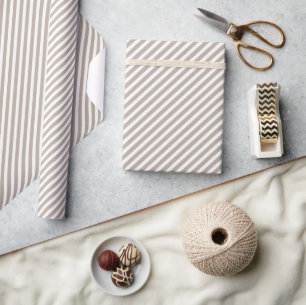 Papier Cadeau Chic gris taupe clair marron blanc motif rayures