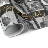 Papier Cadeau Chic Happy Birthday Photo Film Strip Black Gold (Coin rond)