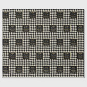 Papier Cadeau Chic Houndstooth Motif Anniversaire 50ème Off-whit (Plat)