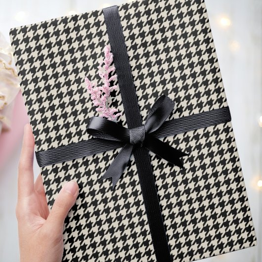 Papier Cadeau Chic Houndstooth Motif Black Off-White Anniversair