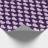 Papier Cadeau Chic Indigo bleu rose Fleur Coeurs Motifs (Coin)