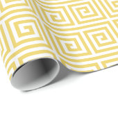 Papier Cadeau Chic jaune grec clé motif géométrique monogramme (Coin rond)