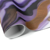 Papier Cadeau Chic joli or violet Faux Marble (Coin rond)