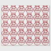 Papier Cadeau Chic Joyeux Noël Script Rouge Ruban Bow (Plat)