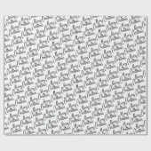 Papier Cadeau Chic Joyeux voeux de Noël sur blanc (Plat)