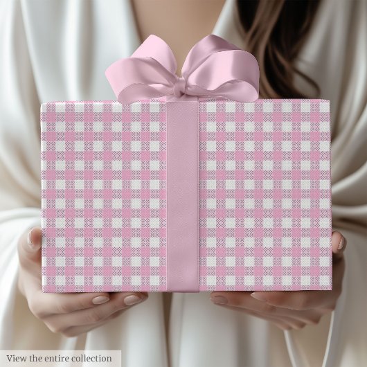 Papier Cadeau Chic Light Pink Checkered 60th Birthday Gift Wrap