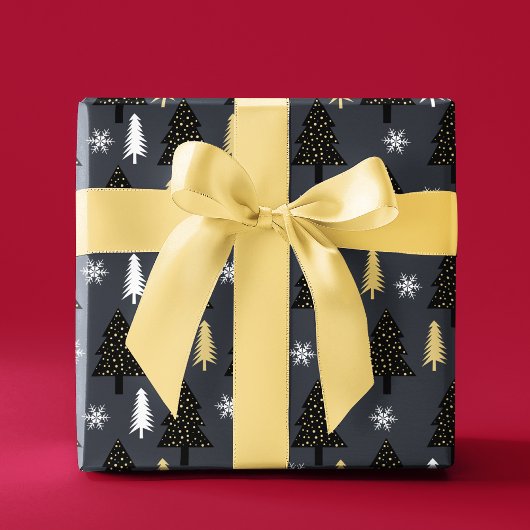 Papier Cadeau Chic Luxe Moderne Arbre de Noël Motif