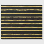 Papier Cadeau Chic luxe rayé Noir & Or (Plat)