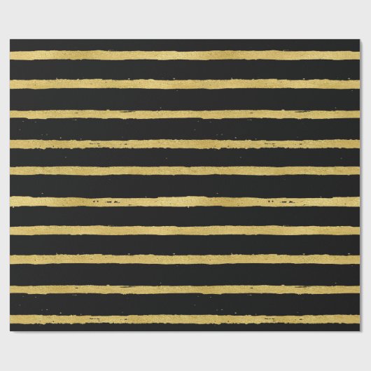 Papier Cadeau Chic luxe rayé Noir & Or (Plat)