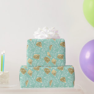 Papier Cadeau Chic Mint Gold Diamonds Anniversaire