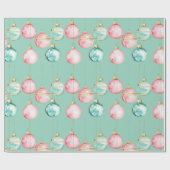 Papier Cadeau Chic Mint rose or ornements de Noël (Plat)