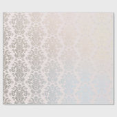 Papier Cadeau Chic Moderne Beauté Argent Nacre Damask Modèle (Plat)