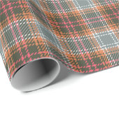 Papier Cadeau Chic moderne gris orange plaid Tweed Motif cadeau (Coin rond)