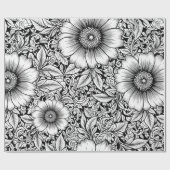 Papier Cadeau Chic Monochrome Floral Luxury Pattern (7) (Plat)