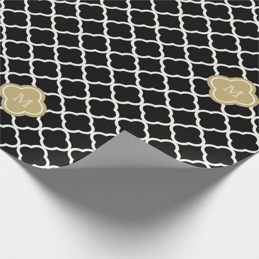 Papier Cadeau Chic Monogram Quatrefoil Motif Art Déco Mariage (Coin)