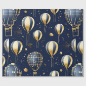 Papier Cadeau Chic Navy Blue Gold Balloon fête son anniversaire (Plat)