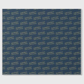 Papier Cadeau Chic Navy et Or Nom Âge Anniversaire (Plat)
