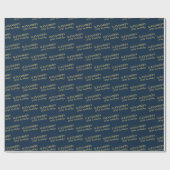 Papier Cadeau Chic Navy Or Nom Âge Date de naissance (Plat)