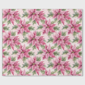 Papier Cadeau Chic Noël rose Poinsettia Floral (Plat)