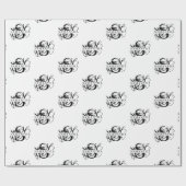 Papier Cadeau Chic noir et blanc dévêtu Monogramme de script (Plat)