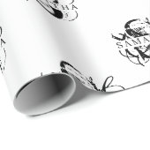 Papier Cadeau Chic noir et blanc dévêtu Monogramme de script (Coin rond)