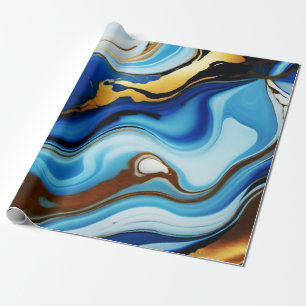 Papier Cadeau Chic Pastel or bleu Faux Marble