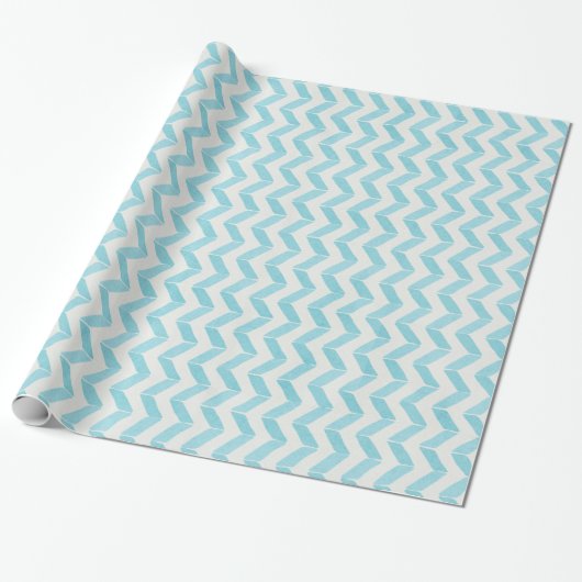 Papier Cadeau Chic Pastel turquoise Chevron Custom Monogramme (Déroulé)