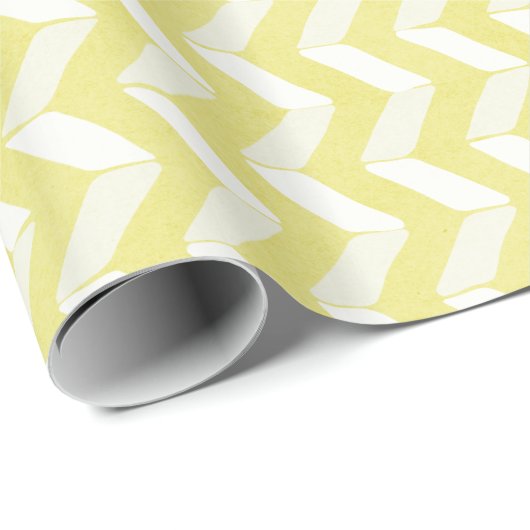 Papier Cadeau Chic Pastel Yellow Teal Chevron Custom (Coin rond)