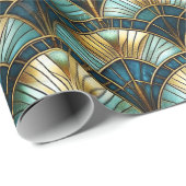 Papier Cadeau Chic Peacock Couleur Vitrage Découpage (Coin rond)