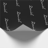 Papier Cadeau Chic personnalisé noir et blanc mat noir (Coin)