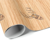 Papier Cadeau Chic Queue blanche Cerf Buck Tête Lumière Grain de (Coin rond)