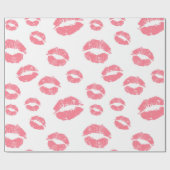 Papier Cadeau Chic Red Lipstick Baisers Saint Valentin (Plat)
