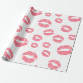 Papier Cadeau Chic Red Lipstick Baisers Saint Valentin (Déroulé)