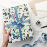 Papier Cadeau Chic Romantique Fête des mariées de papillons bleu<br><div class="desc">Chic Romantique Blue Butterflies Fête des mariées Mariage Anniversaire</div>