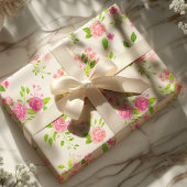 Papier Cadeau Chic Rose aquarelle Floral