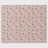 Papier Cadeau Chic Rose Gold Royal Couronne reine abeille rose (Plat)