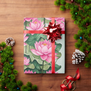 Papier Cadeau Chic rose Lotus Fleur Botanique Verdure