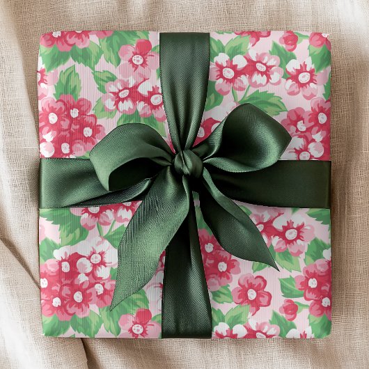 Papier Cadeau Chic rose moderne Floral Motif fille