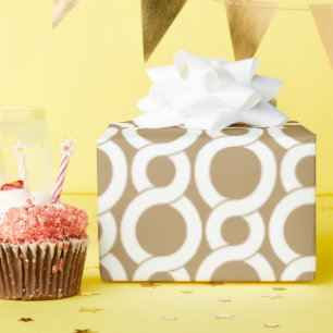 Papier Cadeau Chic rose or abstrait motif géométrique monogramme