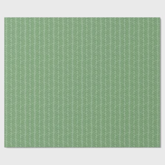 Papier Cadeau Chic Sage Lumière Forêt Vert rayé Zigzag (Plat)