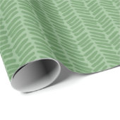 Papier Cadeau Chic Sage Lumière Forêt Vert rayé Zigzag (Coin rond)