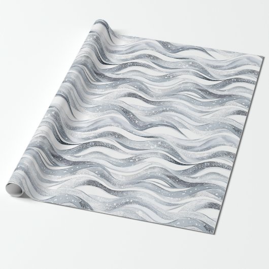 Papier Cadeau Chic Silver Glam Abstrait anniversaire (Déroulé)