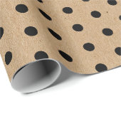 Papier Cadeau Chic Simple Points Noirs Sur Brun Rustique Faux Kr (Coin rond)