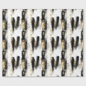 Papier Cadeau Chic Sophisticated Black and Gold Stroke Abstract (Plat)