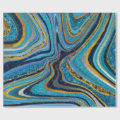 Papier Cadeau Chic Sparkle Parties scintillant marbre art bleu o (Plat)